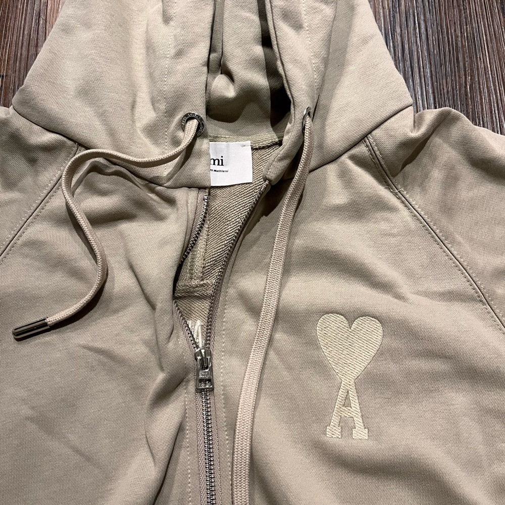 Ami Beige Hoodie with Heart Logo